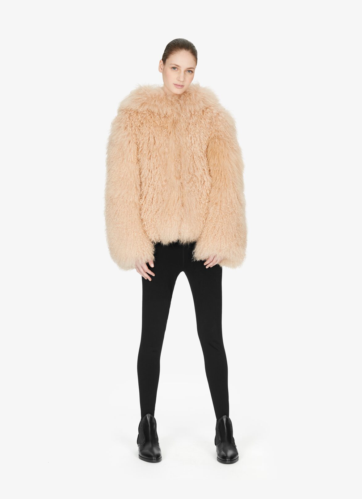 Mongolia Lambskin Hooded Jacket ALAÏA BEIGE MONGOLIA LAMBSKIN HOODED JACKET